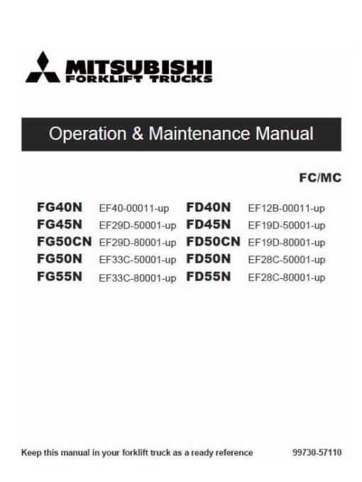 Mitsubishi FD40N, FD45N, FD50CN, FD50N, FD55N Forklift Service Manual - Image 2