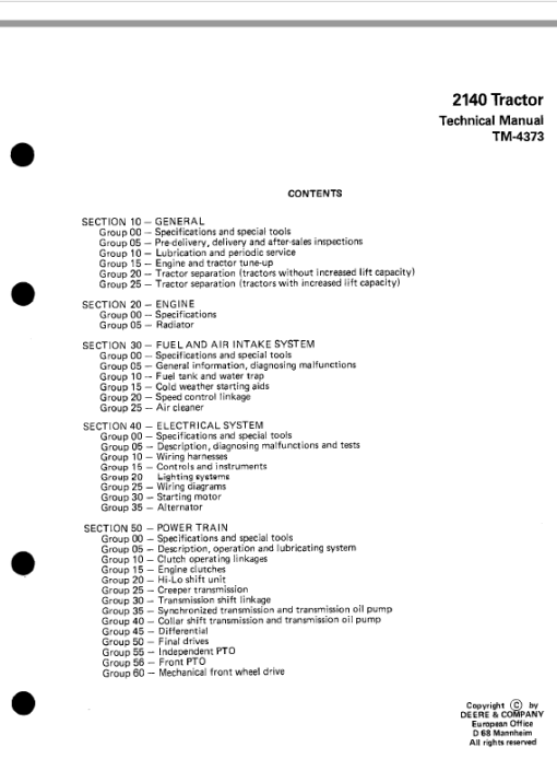 John Deere 2140 Tractor Repair Technical Manual - Image 2