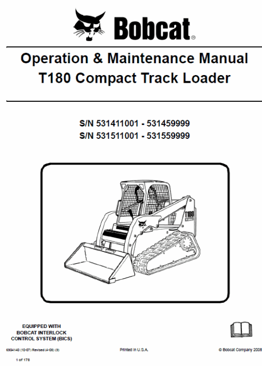 Bobcat T180 Compact Loader Service Manual - Image 9