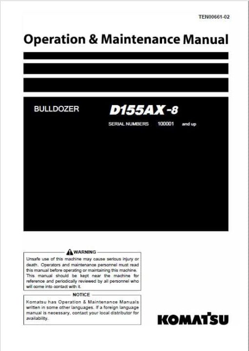 Komatsu D155AX-8 Dozer Service Manual - Image 2