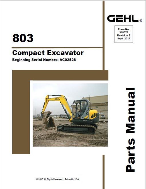 Gehl GE 803 Compact Excavator Repair Service Manual - Image 2