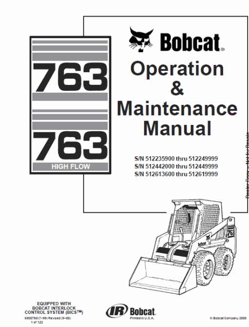 Bobcat 763 and 763HF Skid-Steer Loader Service Manual - Image 3