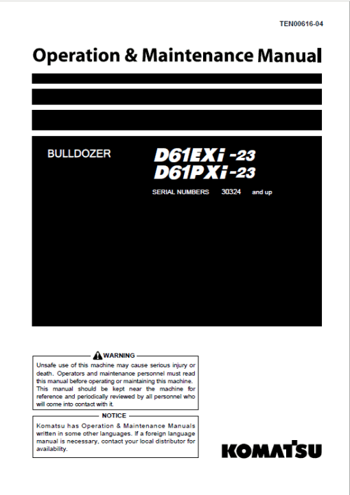 Komatsu D61EXi-23, D61PXi-23 Dozer Service Manual - Image 2