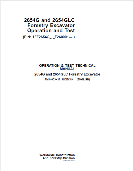 John Deere 2654G, 2654GLC Swing Excavator Repair Technical Manual (S.N after F260001 - ) - Image 2