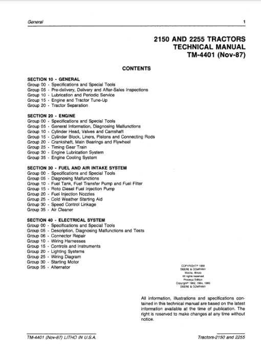 John Deere 2150, 2255 Tractors Repair Technical Manual - Image 2