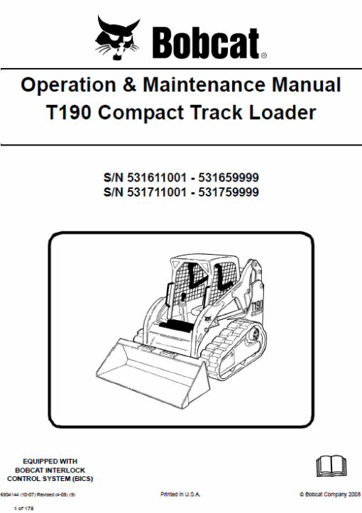 Bobcat T190 Loader Service Manual - Image 5