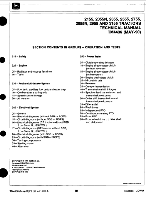 John Deere 2355, 2555, 2755, 2855, 2855N, 2955, 3155 Tractors Repair Manual - Image 2