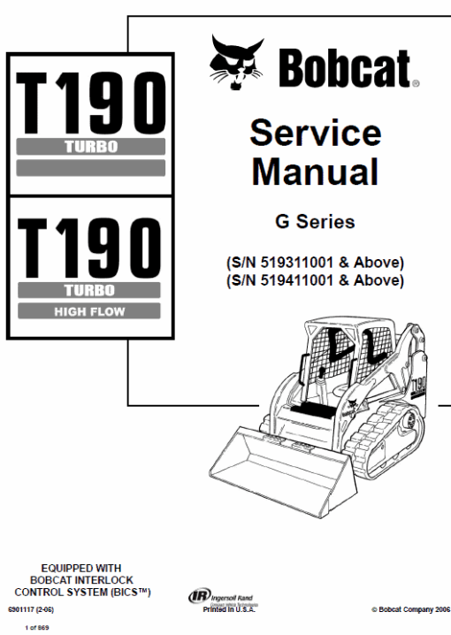 Bobcat T190 Turbo and Turbo High Flow Track Loader Service Manual - Image 4