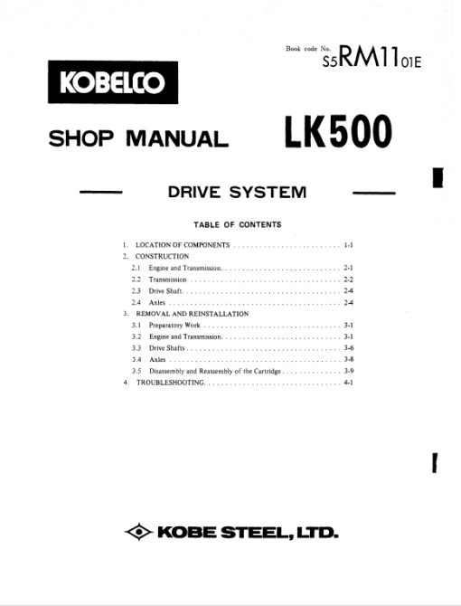 Kobelco LK500 Wheel Loader Service Manual - Image 2