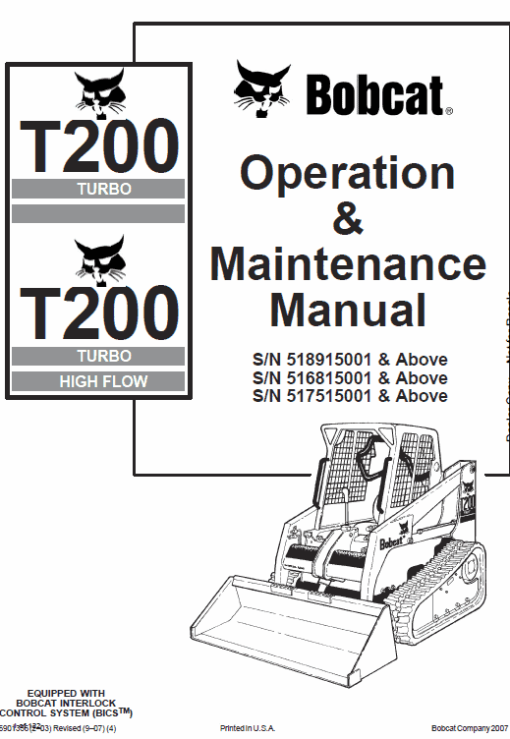 Bobcat T200 Loader Service Manual - Image 6