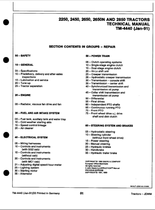 John Deere 2250, 2450, 2650, 2650N, 2850 Tractors Repair Technical Manual - Image 2