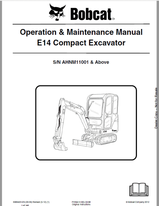 Bobcat E14 Excavator Repair Service Manual - Image 2