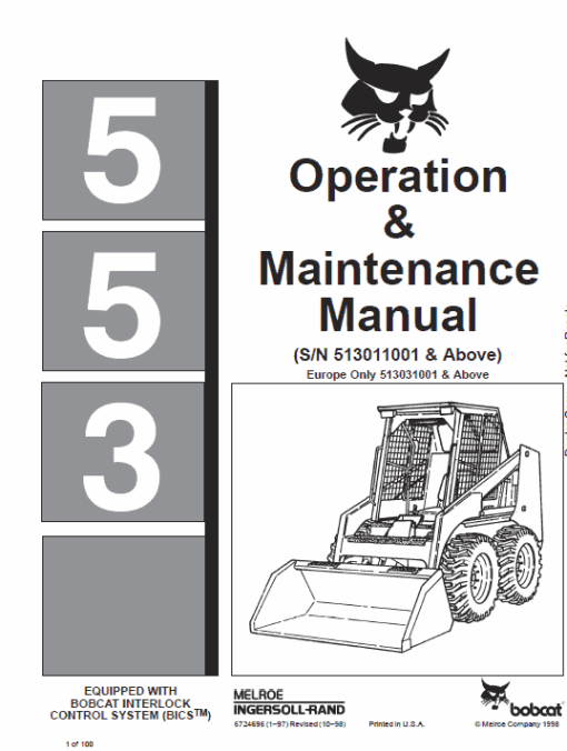 Bobcat 553 Skid-Steer Loader Service Manual - Image 7