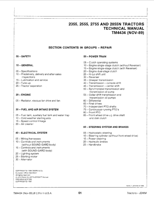 John Deere 2355, 2555, 2755, 2855N Tractors Repair Technical Manual - Image 2