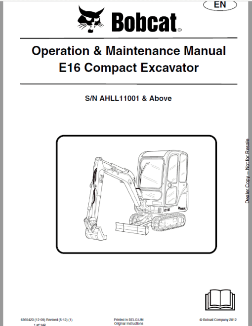 Bobcat E16 Excavator Repair Service Manual - Image 2