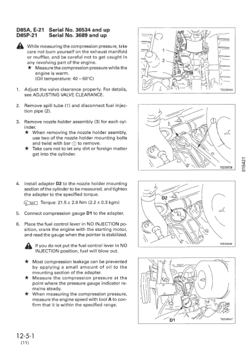 Komatsu D85A-21,D85E-21, D85P-21 Dozer Service Manual - Image 2