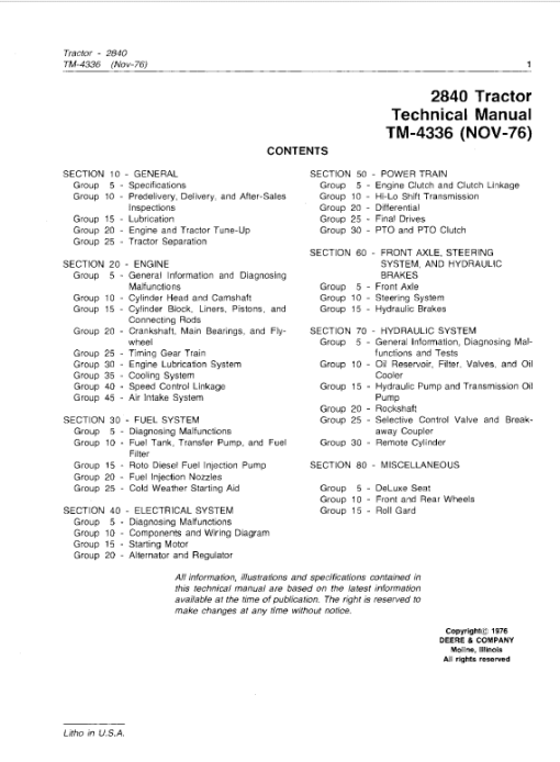 John Deere 2840 Tractor Repair Technical Manual - Image 2