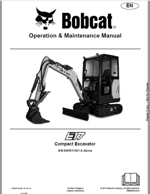 Bobcat E17 Excavator Repair Service Manual - Image 2