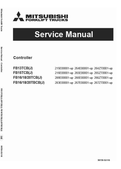 Mitsubishi FB13TBCB, FB18TBCB, FB20TBCB Forklift Service Manual - Image 2