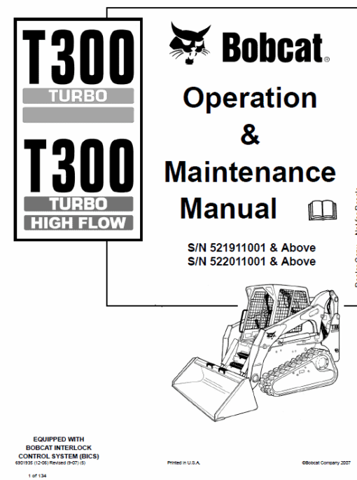 Bobcat T300 Turbo, T300 Turbo High Flow Service Manual - Image 5