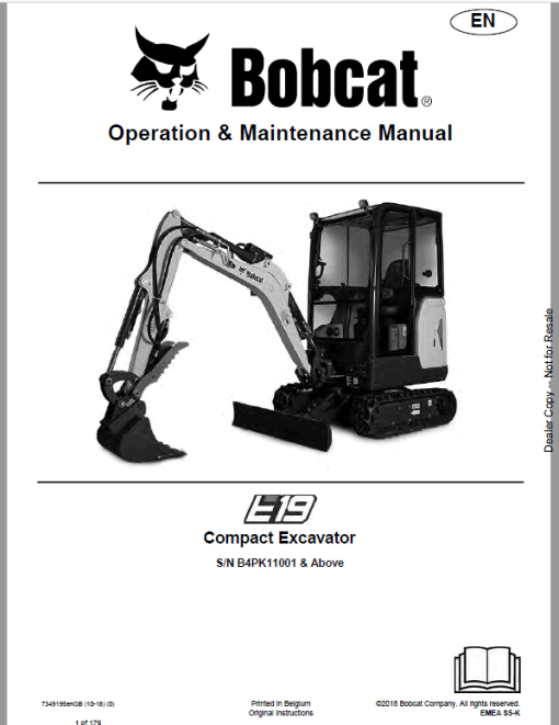 Bobcat E19 Excavator Repair Service Manual - Image 2