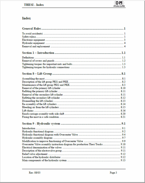 OM PIMESPO Thesi Series 4519 Reach Trucks Workshop Repair Manual - Image 6