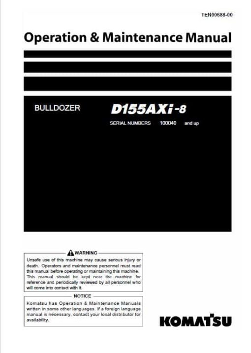 Komatsu D155AXi-8 Dozer Service Manual - Image 2