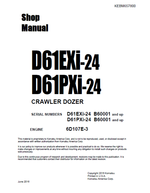 Komatsu D61EXi-24, D61PXi-24 Dozer Service Manual - Image 2