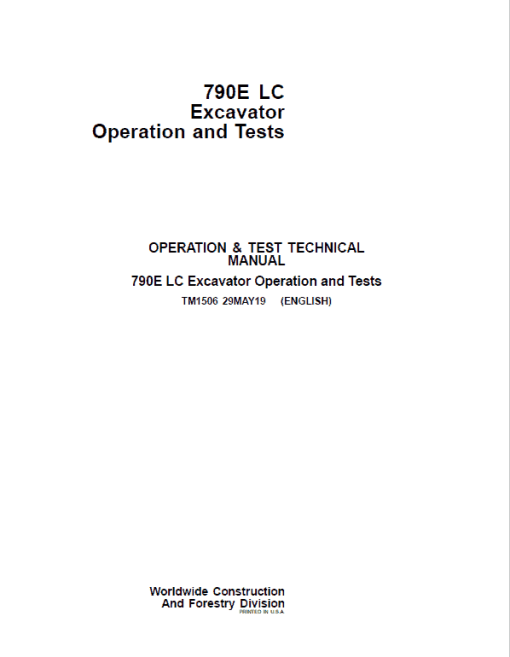 John Deere 790E LC Excavator Repair Technical Manual - Image 2