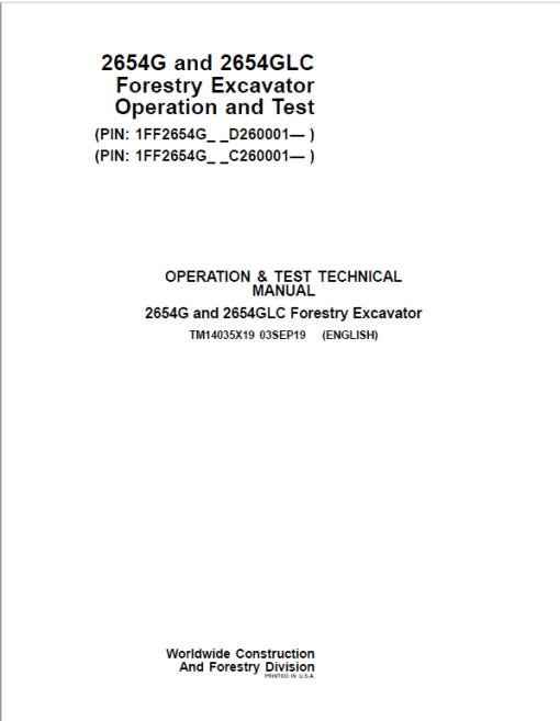 John Deere 2654G, 2654GLC Swing Excavator Repair Manual (S.N C260001 - & D260001 - ) - Image 2