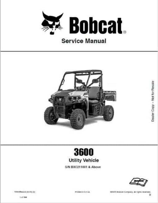 Bobcat 3600 Toolcat Utility Vehicle Service Repair Manual - Image 2