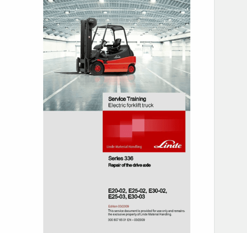 Linde Series 336 Electric Forklift Truck: E20, E25, E30 Workshop Service Manual - Image 3