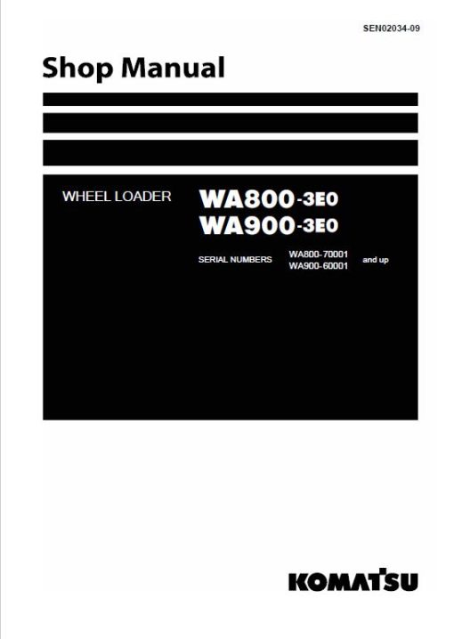 Komatsu WA800-3, WA800-3E0 Wheel Loader Service Manual - Image 2