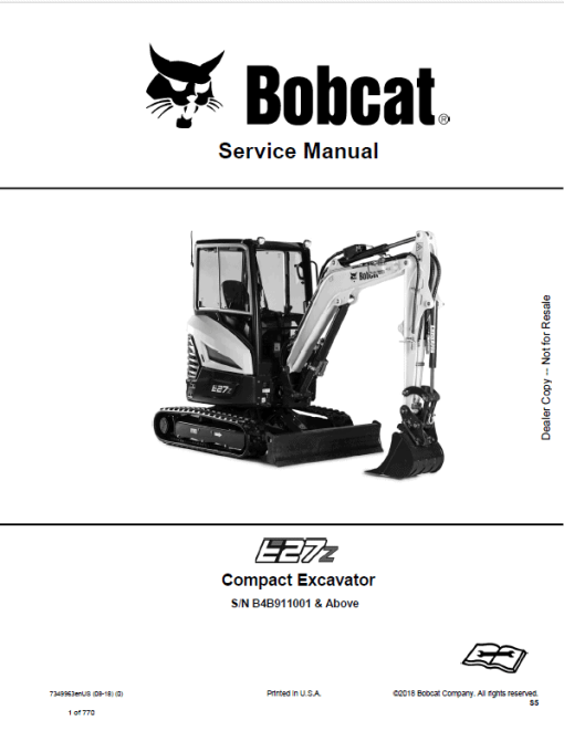 Bobcat E27Z Excavator Repair Service Manual - Image 2