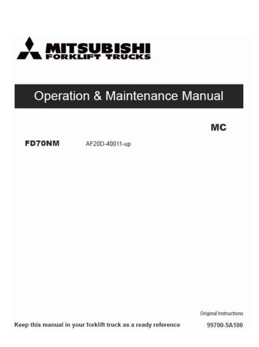 Mitsubishi FD70NM Forklift Lift Truck Service Manual - Image 2