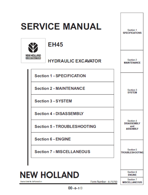 New Holland EH45 Compact Excavator Service Manual - Image 2