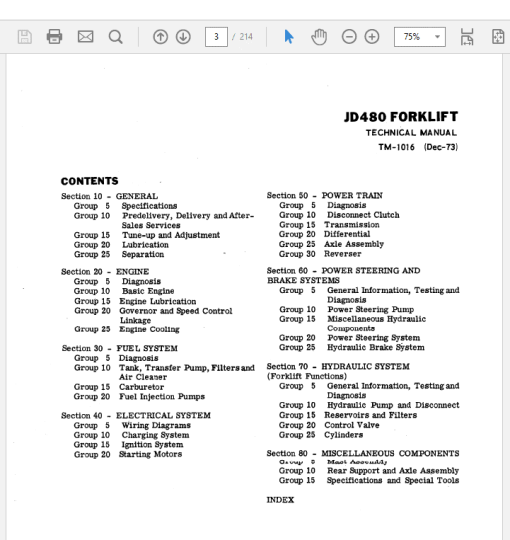 John Deere 480 Forklift Repair Technical Manual (TM1016) - Image 3