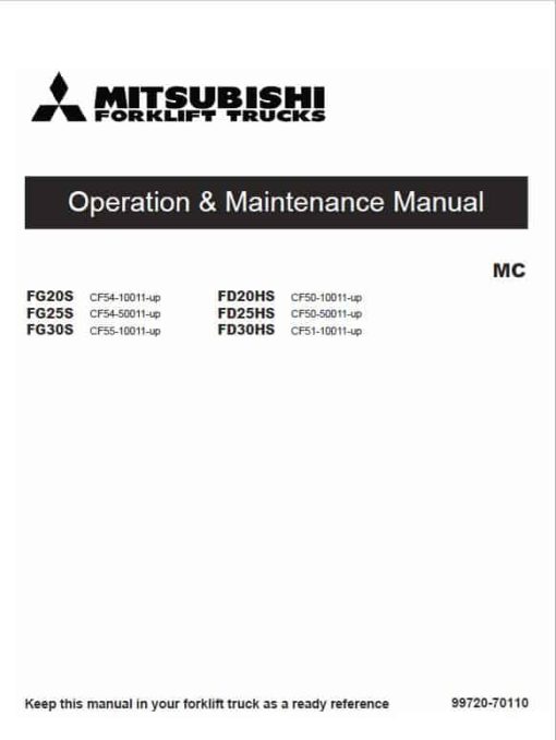 Mitsubishi FG20S, FG25S, FG30S Forklift Lift Truck Service Manual - Image 2