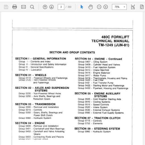 John Deere 480C Forklift Repair Technical Manual (TM1249) - Image 3