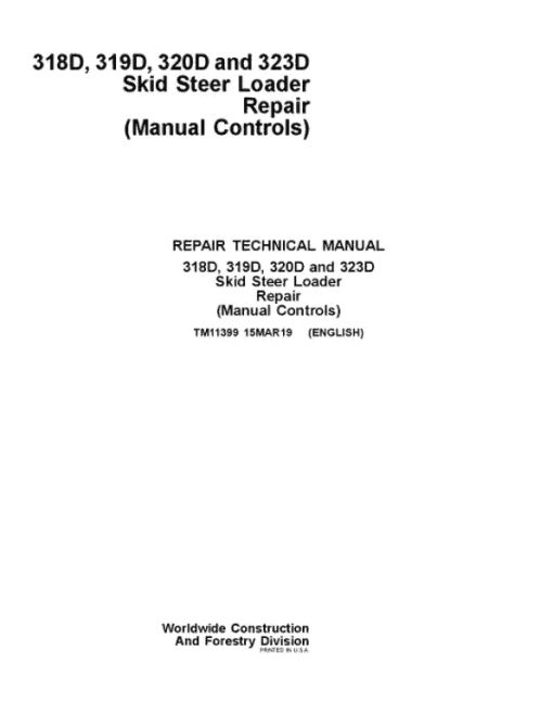 John Deere 319D, 323D SkidSteer Loader Technical Manual (Manual Controls) - Image 2