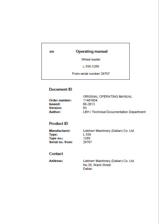 Liebherr L556 Type 1289 Wheel Loader Service Manual - Image 2