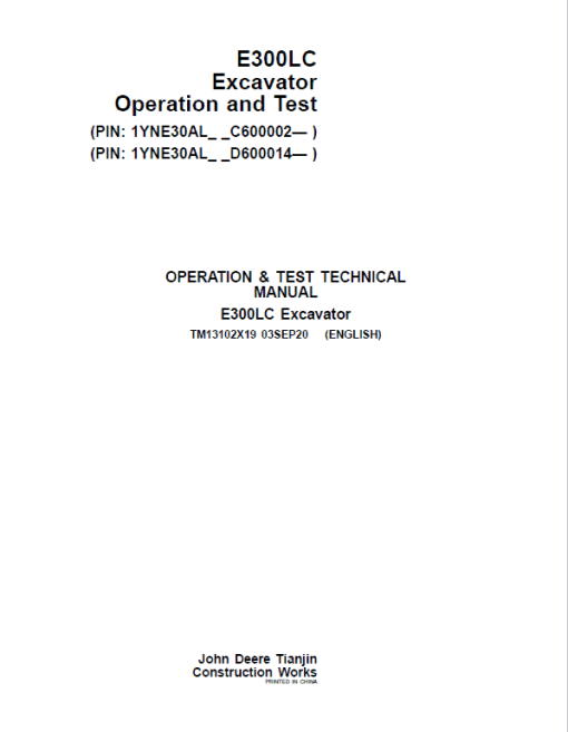 John Deere E300LC Excavator Repair Technical Manual (S.N after C600002 & D600014- ) - Image 2