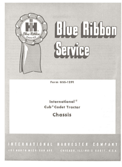 Cub Cadet Original Tractor Chassis and Engine Service Manual