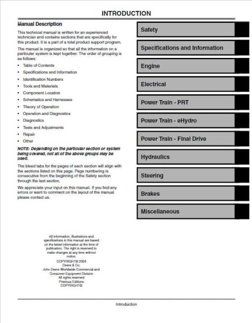 John Deere 4120, 4320, 4520, 4720 Compact Utility Tractors Technical Manual (Without Cab) - Image 2