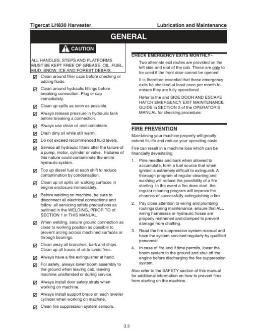 Tigercat LH830 Harvester Operators Manual (83080191 - 83080999) - Image 3