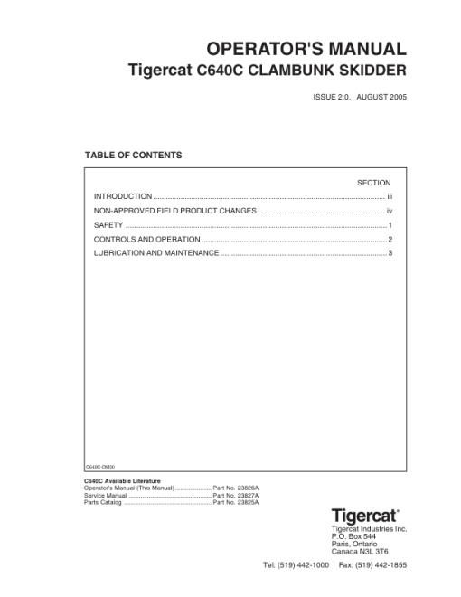 Tigercat C640C Skidder Repair Service Manual (6401601 – 6401999) - Image 2