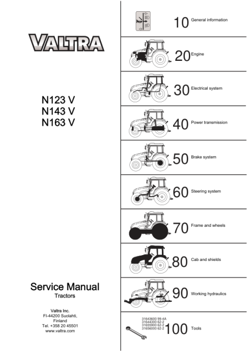 Valtra N123V, N143V, N163V Tractors Repair Manual