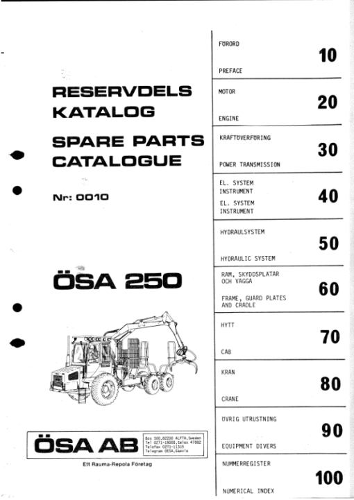 John Deere 250 OSA Forwarders Parts Catalog Manual