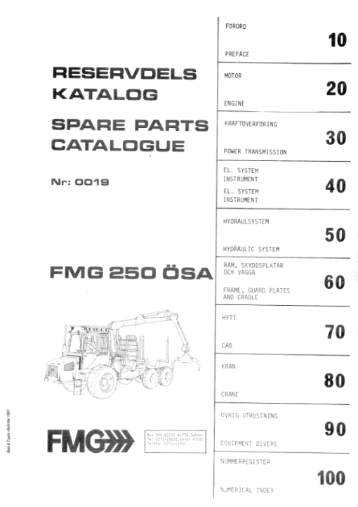 John Deere 250 FMG OSA Forwarders Parts Catalog Manual