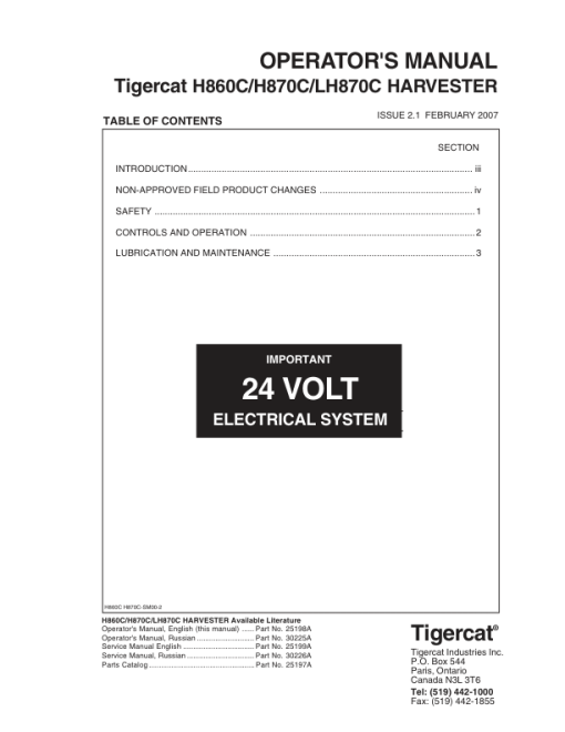 Tigercat H860C, H870C, LH870C Harvester Repair Service Manual - Image 4